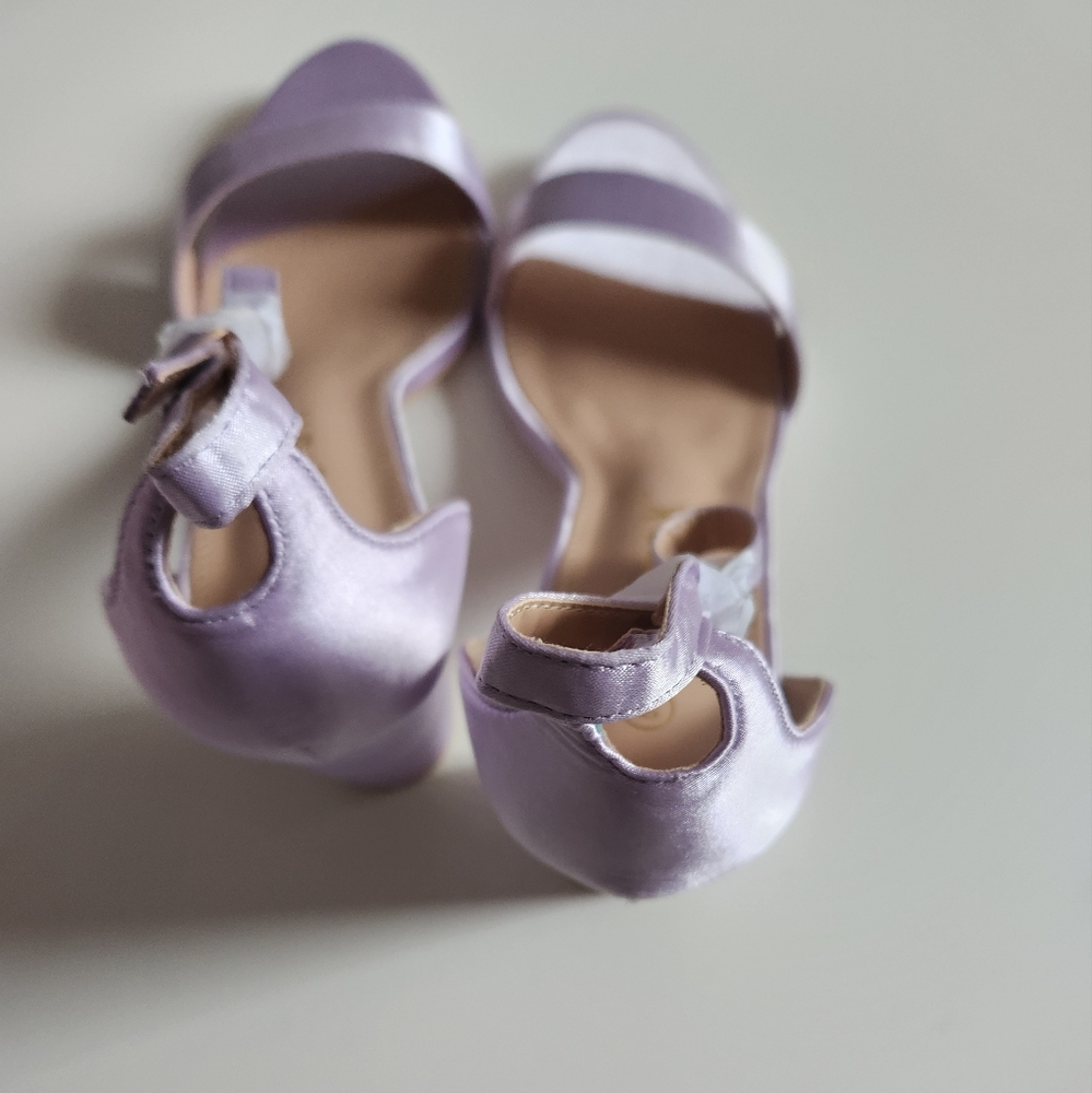 Allegra K Women's Chunky Heel Purple Ankle Strap Sandals Shoes NEW 6.5